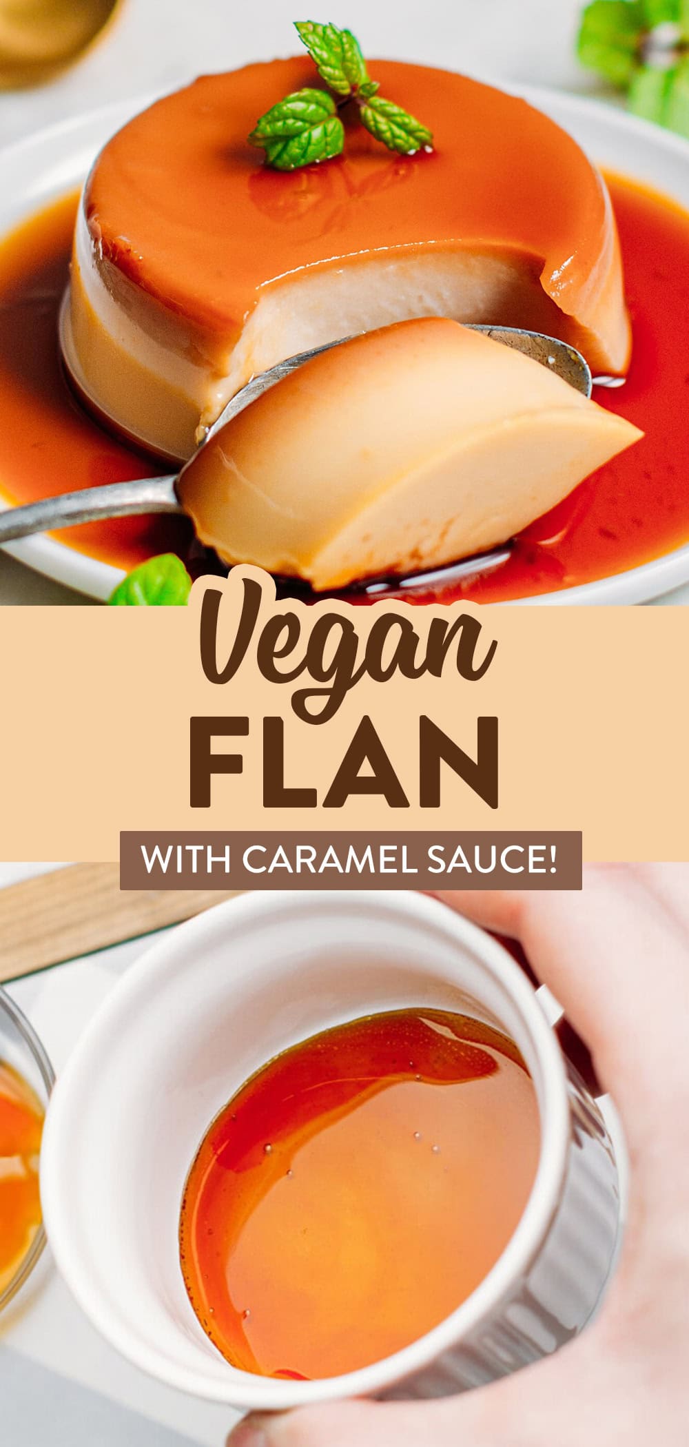 Creamy vanilla creme caramel topped with a crunchy salted coconut crumble! It is super creamy, melt in your mouth, and perfectly sweet! #vegan #plantbased #refinedsugarfree